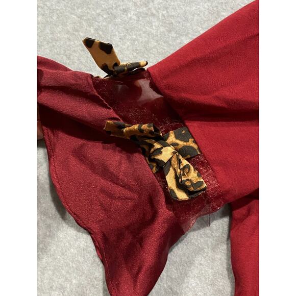 Pastel Brand Women's Sequin Heart/Leopard Red Shirt High Low Hemline Small Top - Picture 6 of 13